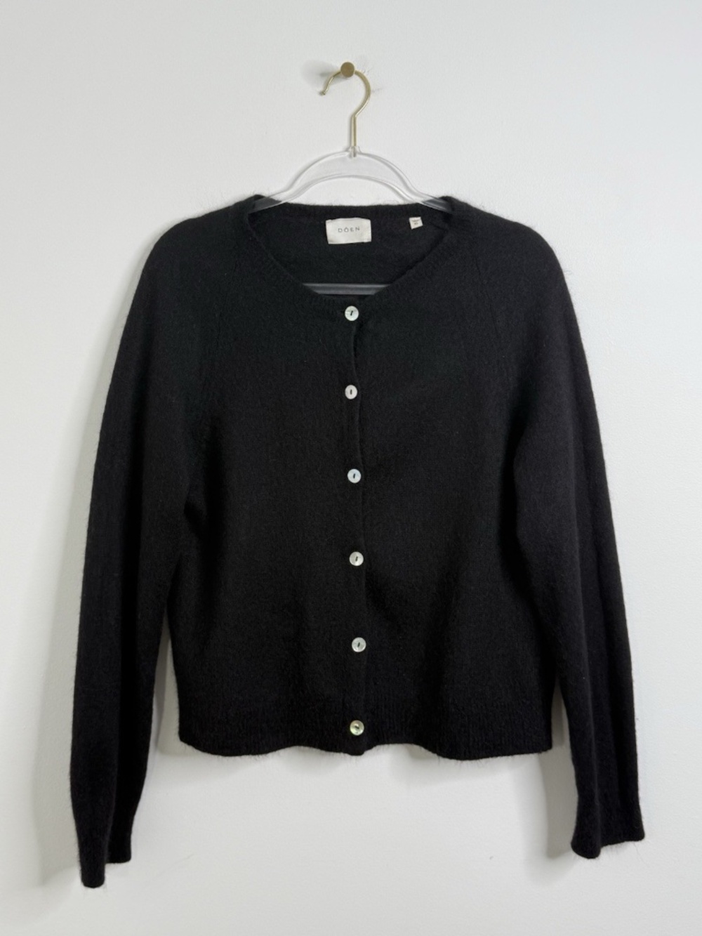 Doen Petra Alpaca Merino Wool Button Knit Cardigan Sweater Black Women's XL